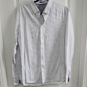 Ted Baker Gray and White Casual Button Down Shirt